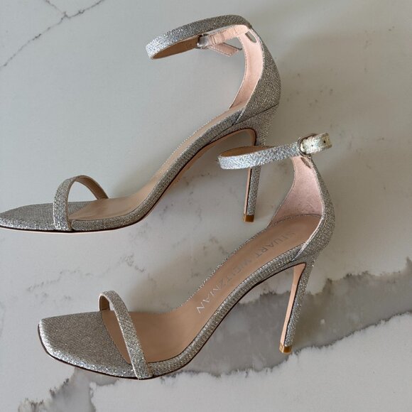 STUART WEITZMAN Nudistcurve Textured Ankle Strap Sandals - Picture 9 of 13
